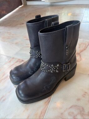 Ash Studded Black Leather Mid-Calf Women’s Boots